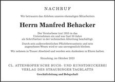 Traueranzeige Dieter Eckhodl
