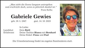 Traueranzeige Gabriele Gewies