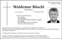 Traueranzeige Waldemar Böschl