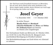 Traueranzeige Josef Geyer
