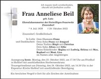 Traueranzeige Anneliese Beil