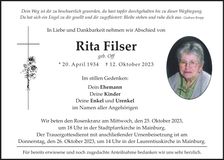 Traueranzeige Rita Filser