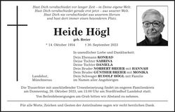 Traueranzeige Heide Högl