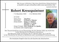 Traueranzeige Robert Kreuzpaintner