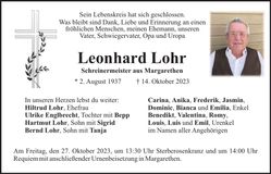 Traueranzeige Leonhard Lohr