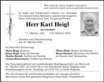 Traueranzeige Karl Heigl