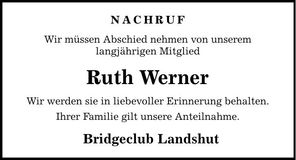 Traueranzeige Ruth Werner