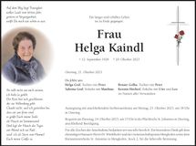Traueranzeige Helga Kaindl