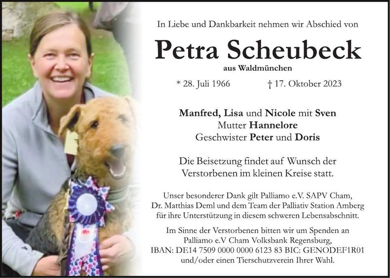 Traueranzeige Petra Scheubeck
