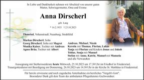 Traueranzeige Anna Dirscherl