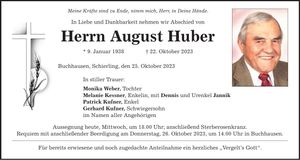 Traueranzeige August Huber