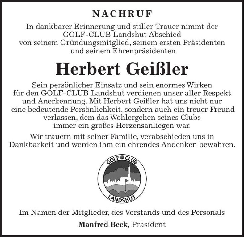 Traueranzeige Herbert Geißler