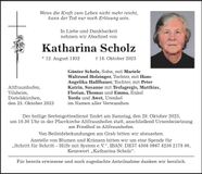 Traueranzeige Katharina Scholz