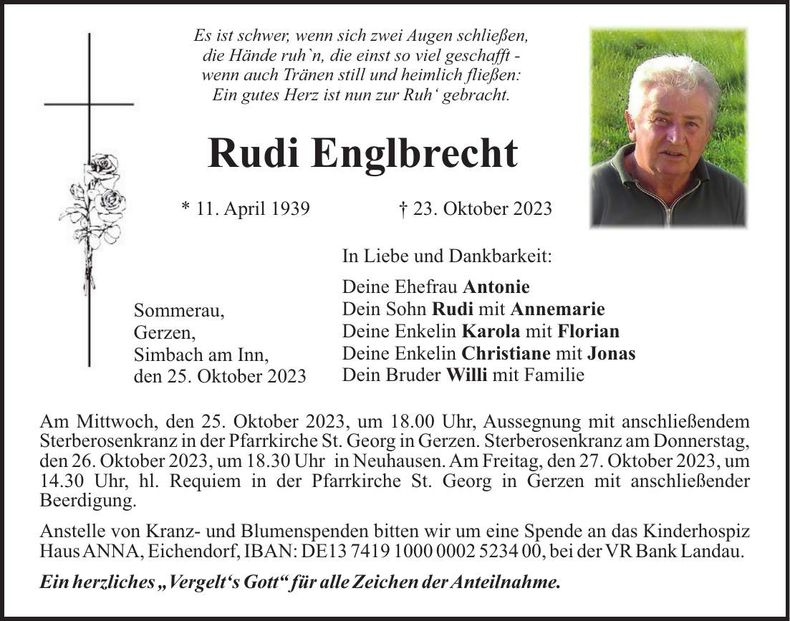 Traueranzeige Rudi Englbrecht