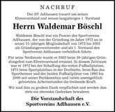 Traueranzeige Waldemar Böschl