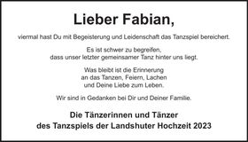 Traueranzeige Fabian Zeilhofer