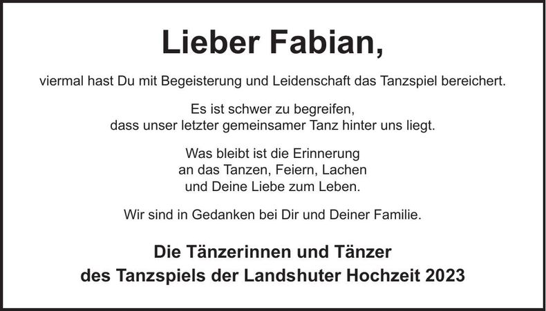 Traueranzeige Fabian Zeilhofer