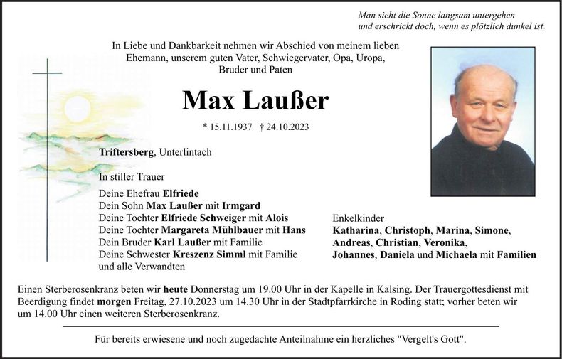 Traueranzeige Max Laußer