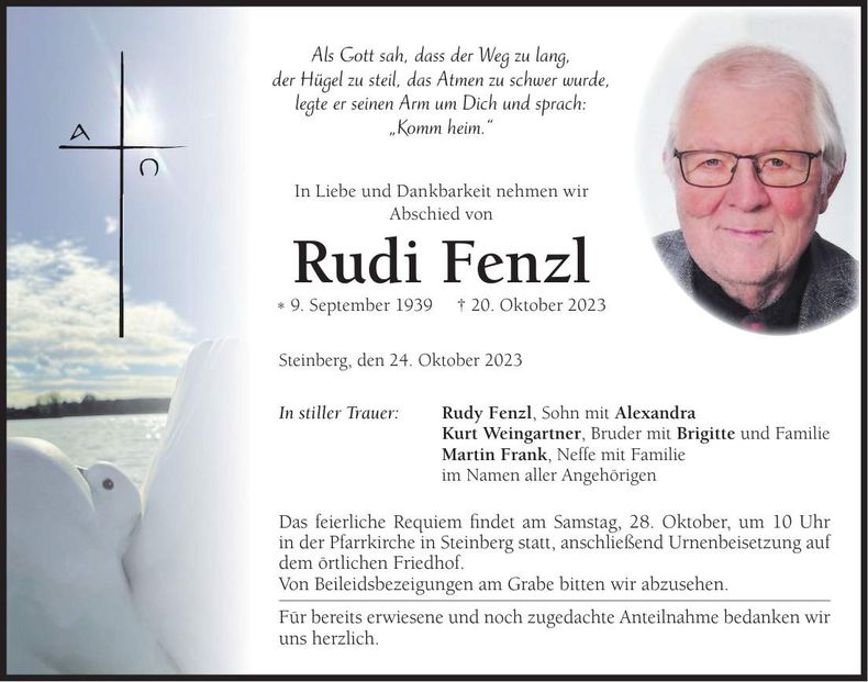 Traueranzeige Rudi Frenzl