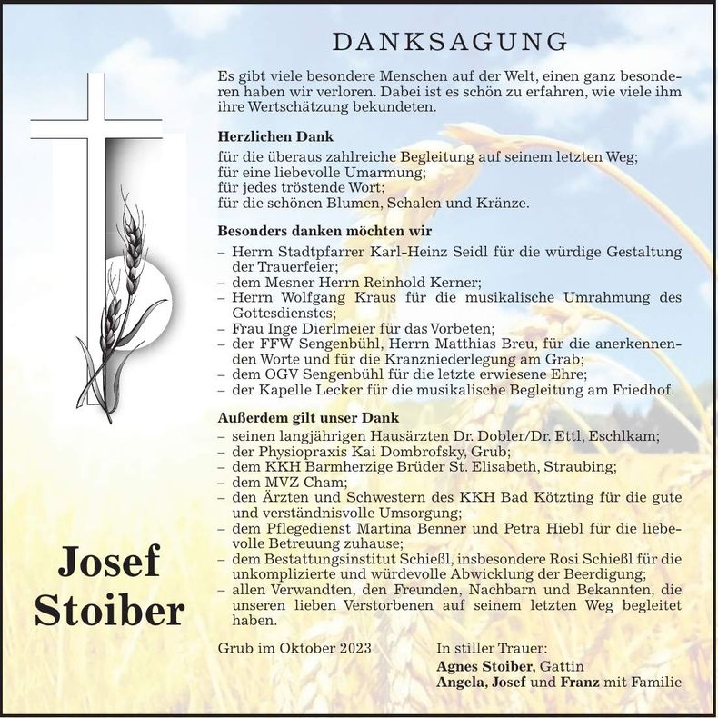 Traueranzeige Josef Stoiber