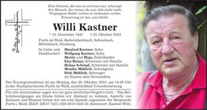 Traueranzeige Willi Kastner