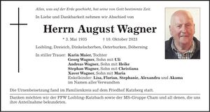 Traueranzeige August Wagner