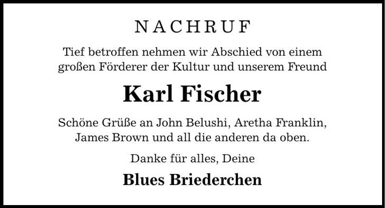 Traueranzeige Karl Fischer