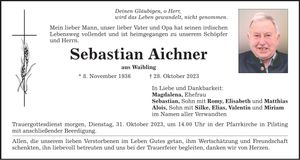 Traueranzeige Sebastian Aichner