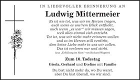 Traueranzeige Ludwig Mittermeier