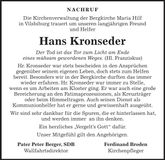 Traueranzeige Hans Kronseder