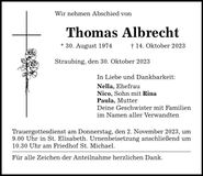 Traueranzeige Thomas Albrecht