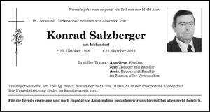 Traueranzeige Konrad Salzberger