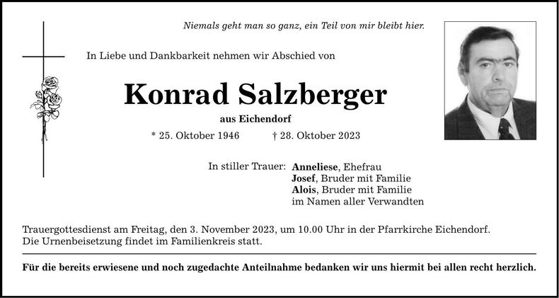 Traueranzeige Konrad Salzberger