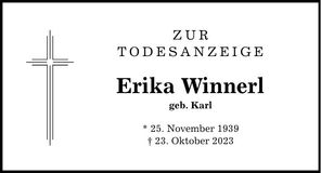 Traueranzeige Erika Winnerl