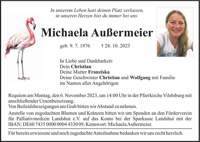 Traueranzeige Michaela Außermeier