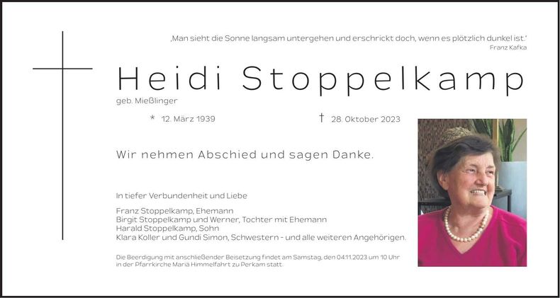 Traueranzeige Heidi Stoppelkamp