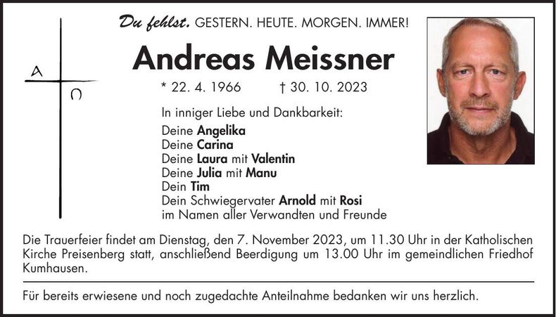 Traueranzeige Andreas Meissner