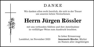 Traueranzeige Jürgen Rössler