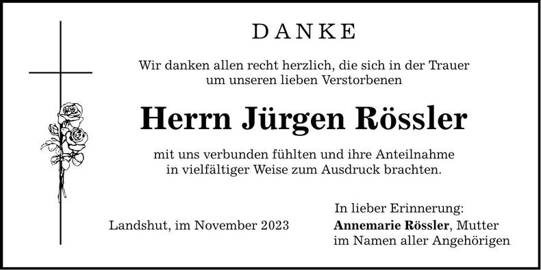 Traueranzeige Jürgen Rössler