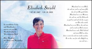 Traueranzeige Elisabeth Striebl