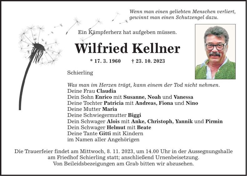 Traueranzeige Wilfried Kellner