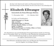 Traueranzeige Elisabeth Ellwanger