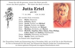 Traueranzeige Jutta Ertel