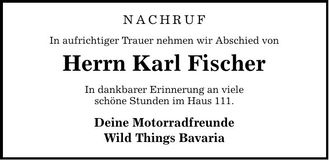 Traueranzeige Karl Fischer