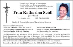 Traueranzeige Katharina Seidl