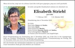 Traueranzeige Elisabeth Striebl