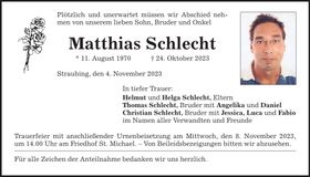 Traueranzeige Matthias Schlecht