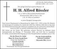 Traueranzeige Alfred Rössler