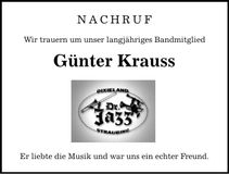 Traueranzeige Günter Krauss
