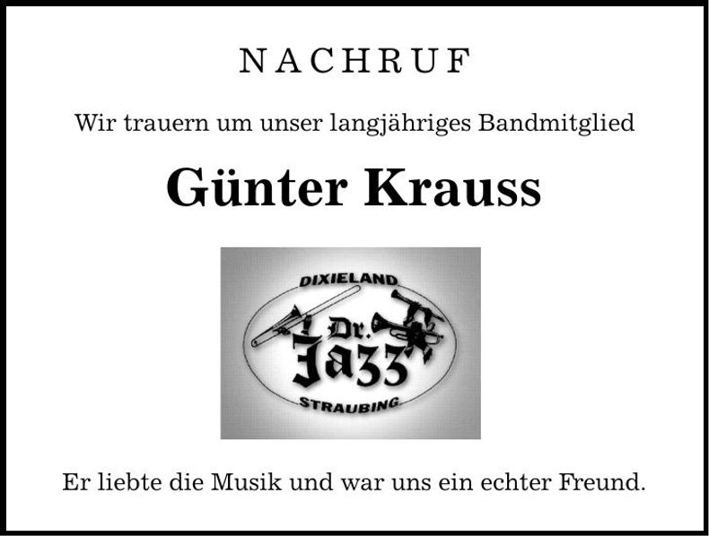 Traueranzeige Günter Krauss